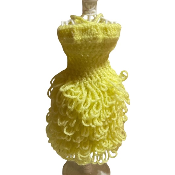 Barbie Other - Gorgeous Handmade Vintage Yellow‎ Crocheted Barbie Dress